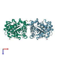 PDB entry 2i5i coloured by chain, top view.