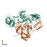 PDB entry 2i5j coloured by chain, front view.