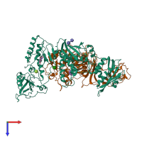 PDB entry 2i5j coloured by chain, top view.