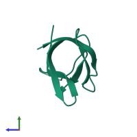 PDB entry 2i5l coloured by chain, side view.