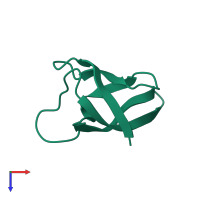 PDB entry 2i5l coloured by chain, top view.