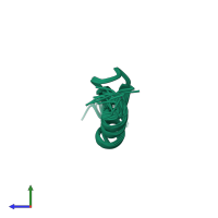 PDB entry 2i5o coloured by chain, ensemble of 15 models, side view.