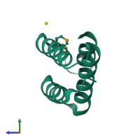 PDB entry 2i5u coloured by chain, side view.