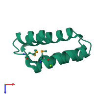 PDB entry 2i5u coloured by chain, top view.