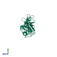 PDB entry 2i5z coloured by chain, side view.