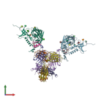 PDB entry 2i60 coloured by chain, front view.