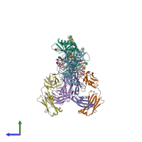 PDB entry 2i60 coloured by chain, side view.