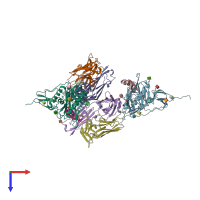 PDB entry 2i60 coloured by chain, top view.