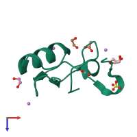 PDB entry 2i61 coloured by chain, top view.