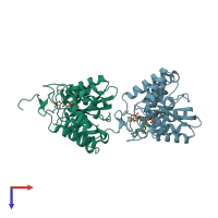 PDB entry 2i67 coloured by chain, top view.