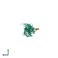 PDB entry 2i69 coloured by chain, side view.