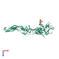 PDB entry 2i69 coloured by chain, top view.