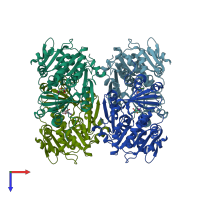 PDB entry 2i6a coloured by chain, top view.