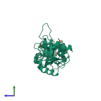 PDB entry 2i6d coloured by chain, side view.