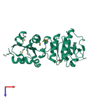 PDB entry 2i6d coloured by chain, top view.