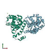 PDB entry 2i6h coloured by chain, front view.
