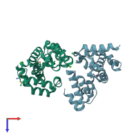 PDB entry 2i6h coloured by chain, top view.