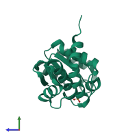 PDB entry 2i6j coloured by chain, side view.