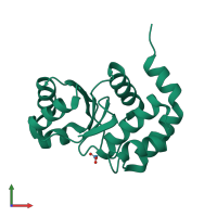 PDB entry 2i6m coloured by chain, front view.