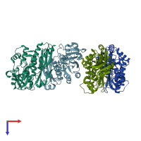 PDB entry 2i6r coloured by chain, top view.