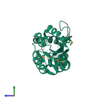 PDB entry 2i6x coloured by chain, side view.