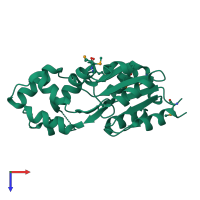 PDB entry 2i6x coloured by chain, top view.