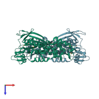 PDB entry 2i71 coloured by chain, top view.
