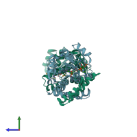 PDB entry 2i76 coloured by chain, side view.