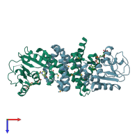 PDB entry 2i76 coloured by chain, top view.