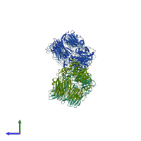 PDB entry 2i78 coloured by chain, side view.