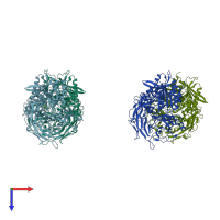 PDB entry 2i78 coloured by chain, top view.