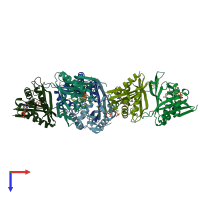 PDB entry 2i79 coloured by chain, top view.