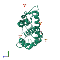 PDB entry 2i7a coloured by chain, side view.