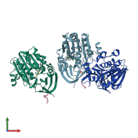 PDB entry 2i7c coloured by chain, front view.