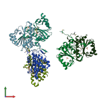 PDB entry 2i7h coloured by chain, front view.