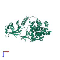 PDB entry 2i7q coloured by chain, top view.