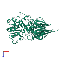 PDB entry 2i7v coloured by chain, top view.