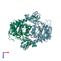 PDB entry 2i80 coloured by chain, top view.