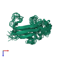PDB entry 2i85 coloured by chain, ensemble of 10 models, top view.