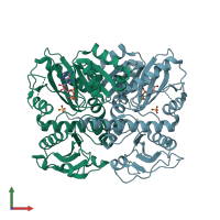 PDB entry 2i8c coloured by chain, front view.