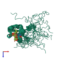 PDB entry 2i96 coloured by chain, ensemble of 20 models, top view.