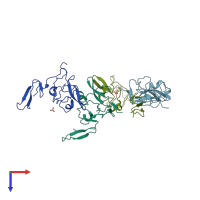 PDB entry 2i9a coloured by chain, top view.