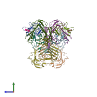 PDB entry 2i9b coloured by chain, side view.