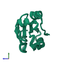 PDB entry 2i9h coloured by chain, ensemble of 20 models, side view.