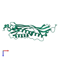 PDB entry 2i9i coloured by chain, top view.