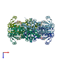 PDB 2i9p coloured by chain and viewed from the top.