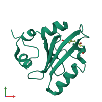 PDB entry 2i9v coloured by chain, front view.