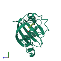 PDB entry 2i9v coloured by chain, side view.