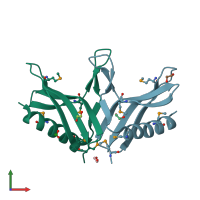 PDB entry 2i9x coloured by chain, front view.