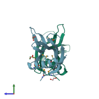 PDB entry 2i9x coloured by chain, side view.